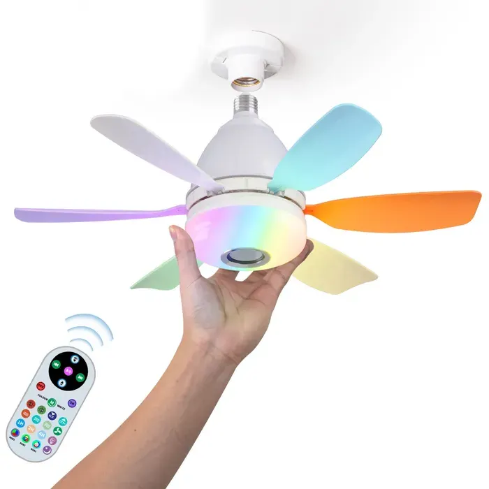 Lampe ventilateur colorées 32w 50x20cm 3000-6500k avec télécommande - Aueq - e27 ventilateur silencieux ventilateur plafond avec l