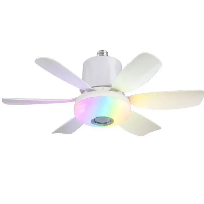 Lampe ventilateur colorées 47x18cm 32w avec télécommande et fonction musicale ventilateur - Aueq - plafond avec lumiere e27 ventil