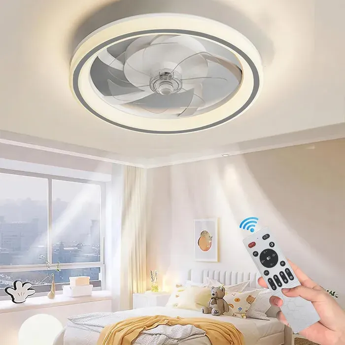 Lampe Ventilateur Plafond LED - Ventilateur Plafond Avec Lumiere Et Silencieux Télécommande 6 Vitesses Plafonnier Ventilateur Salon