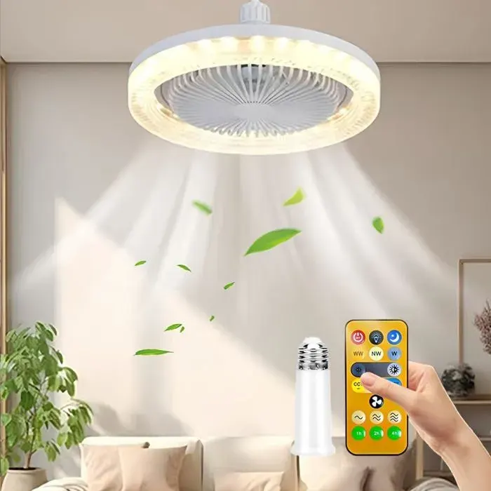 Lampe Ventilateur Plafond Silencieux avec Lumière et Télécommande Aromathérapie Classe Énergétique B