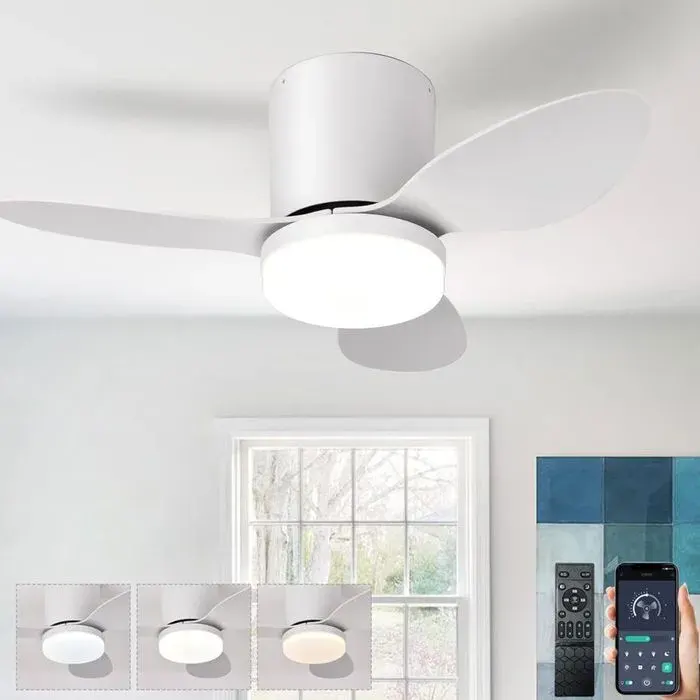 Lampe Ventilateur Plafond Silencieux avec Télécommande - Moteur DC réversible 6 vitesses Éclairage intégré 3 températures