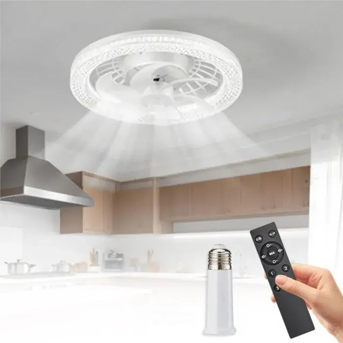 Lampe Ventilateur PlafondLuminaire Ventilateur PlafonnierLustre Silencieux Silencieux Avec Lumiere et TelecommandeVentilo Plafo