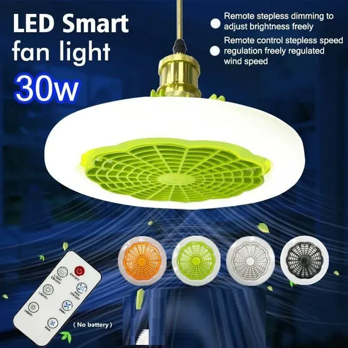 Lampe ventilateur - Télécommandée Éclairage intégré - Intérieur - Blanche