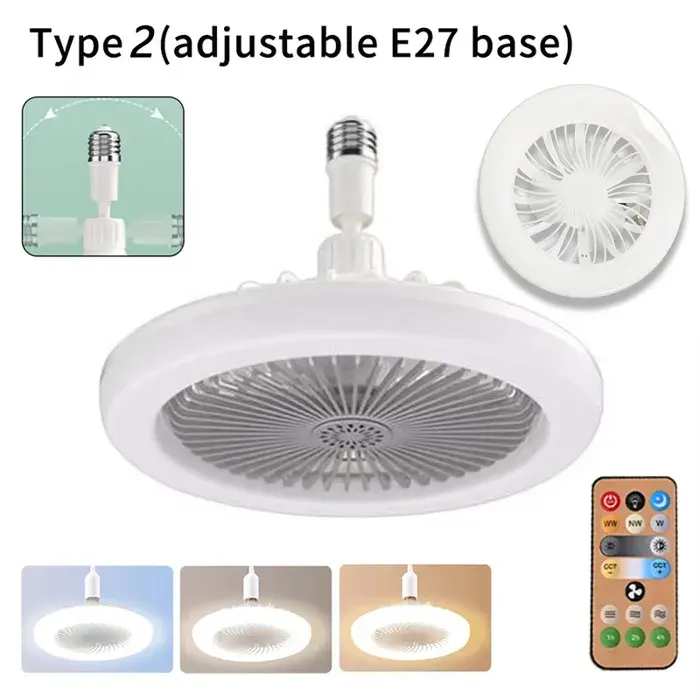Lampes de ventilateur de plafond 2 en 1Base E27 réglable 3 vitessesintensité variable infiniepour salonchambre à coucher-19CM-U