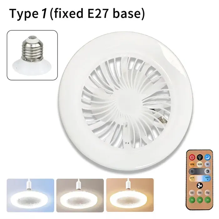 Lampes de ventilateur de plafond 2 en 1Base E27 réglable 3 vitessesintensité variable infiniepour salonchambre à coucher-19CM-F