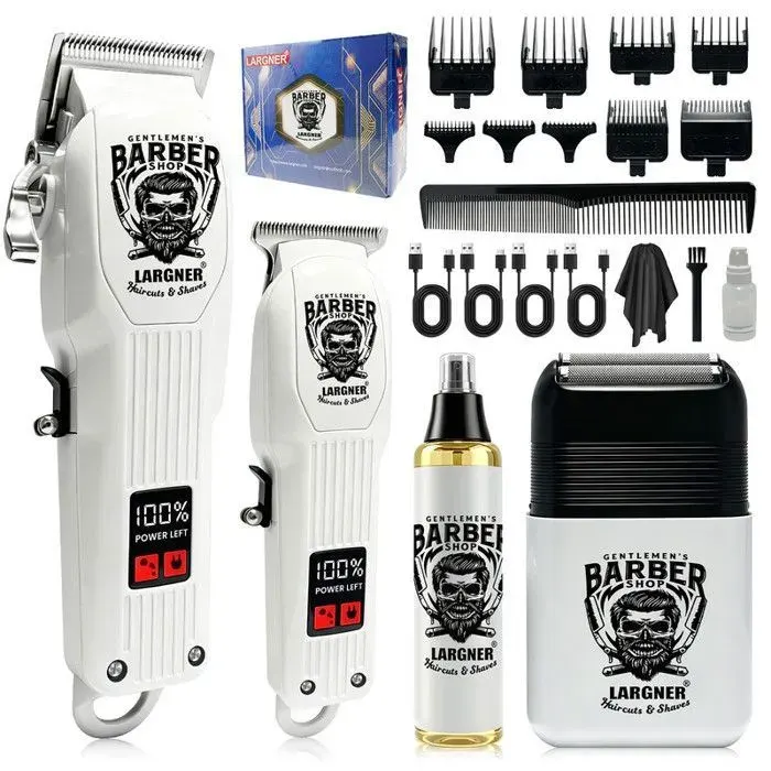 LARGNER Kit de Coiffure Professionnel Homme 4-en-1 - Tondeuses Cheveux Barbe et Rasoir Électrique avec Écran LED