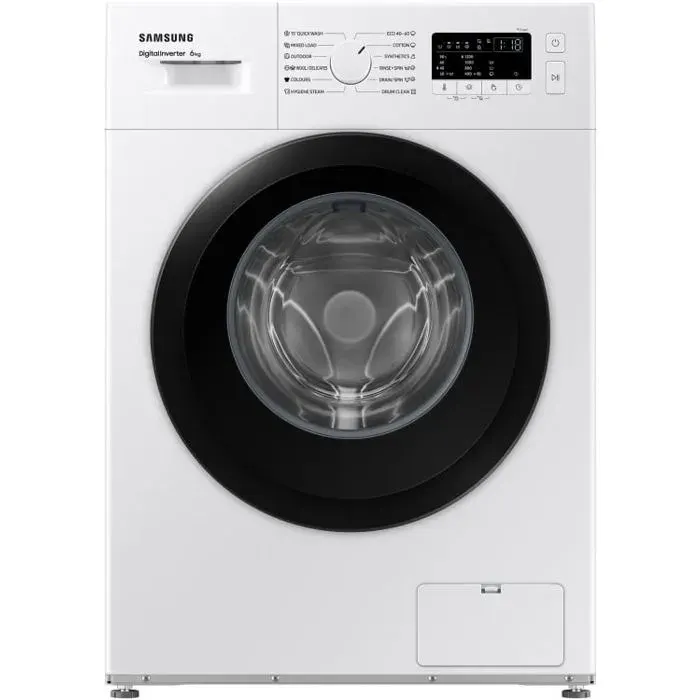 Lave-linge blanc - Samsung - WW60A3120BE/LE - 1200 tr/min - Commande électronique et tactile - Départ différé 1 à 2 h — coloris Blanche