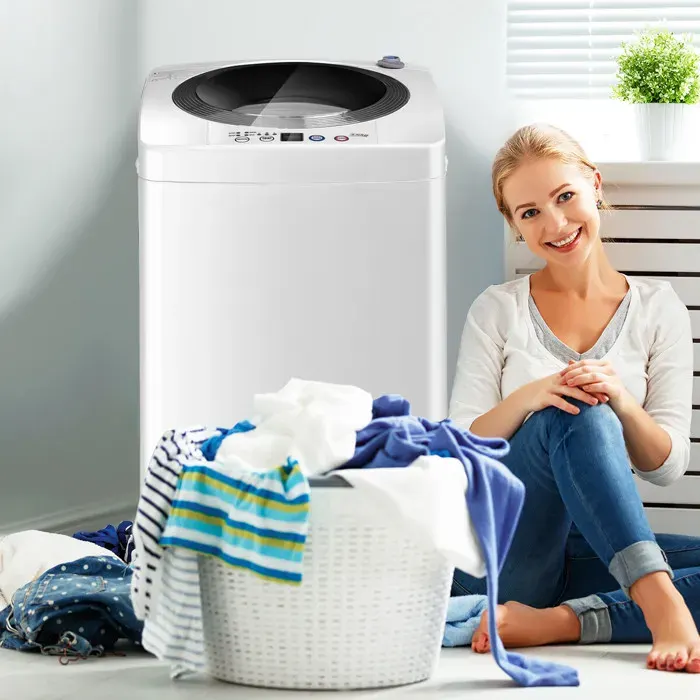Lave-linge entièrement automatique avec pompe et écran blanc 43 x 43 x 75 cm
