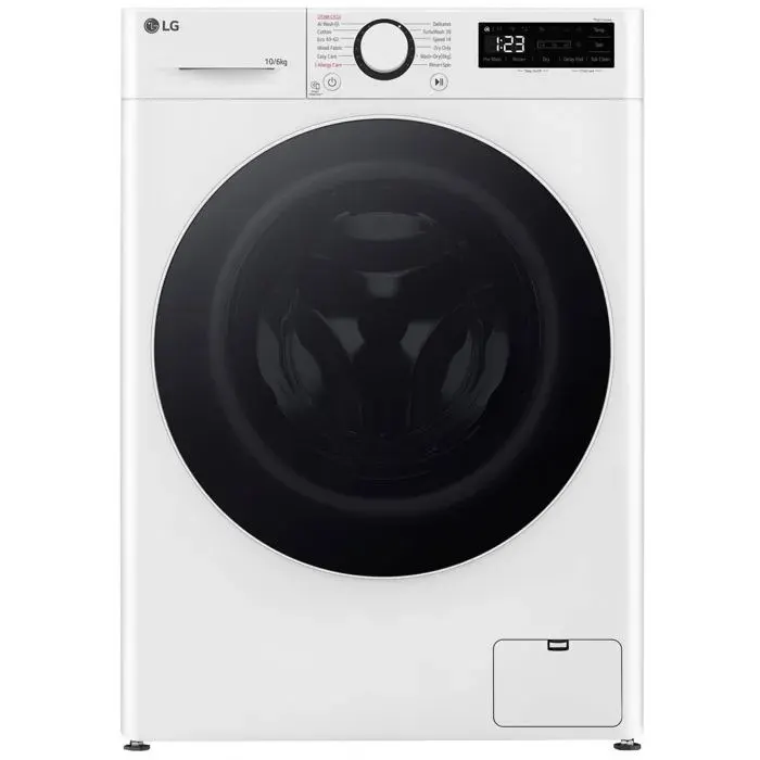 Lave-linge frontal blanc - LG - 10 kg - 1400 tr/min - Affichage LED - Commande électronique et tactile — coloris Blanche