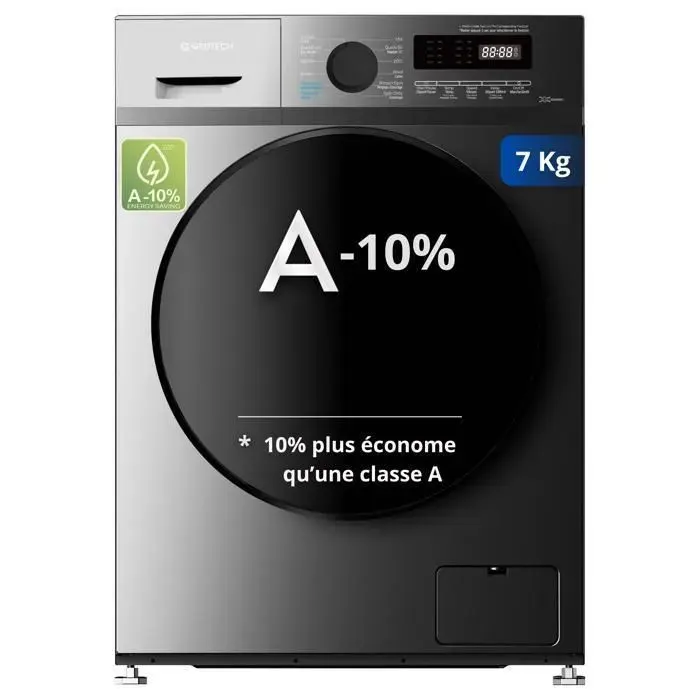 Lave-linge frontal GEDTECH GLL71200BL - 7 Kg - 1200 tr/mn - 16 programmes - Eco - Intensif - Rapide – Très Faible conso