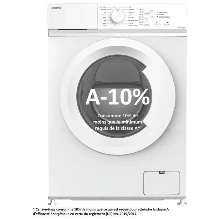 Lave-linge frontal OCEANIC OCEALL610WA - 6 kg - Induction - 60 cm - 1000 trs/ min - Blanc