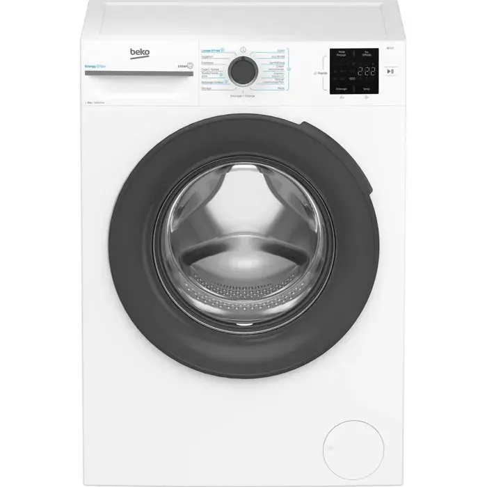 Lave-linge hublot BEKO BMEDWFT38411 - 8 kg - Induction - L60cm - 1400 trs/min - Classe A - Blanc / Hublot Noir
