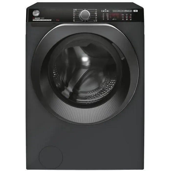 Lave-linge hublot HOOVER H-WASH 500 HWP48AMBCR/1-S - 8 kg - Induction - 1400 trs/min - Classe A - connecté - vapeur - Anthracite