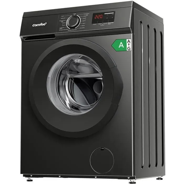 Lave-linge hublot Pose-libe COMFEE - 9 kg - 15 Programmes - Vapeur - 1400 trs/min - Smart Moteur BLDC - Classe énergétique A - Noir
