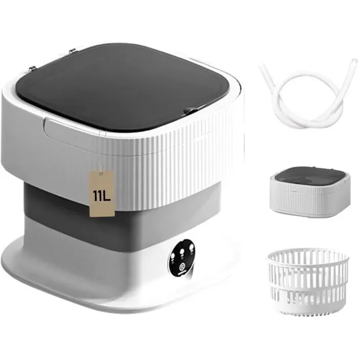 Lave-linge pliable portable - JOULLI - 11L - 60W - 3 modes de lavage - Déshydratation rapide