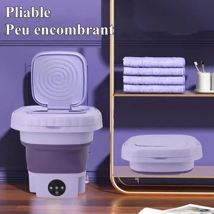 Lave-linge Pliant - Vvikizy - 3 Vitesses Lavage en Profondeur - Violet - ABS PP - 11L - 29.5x29cm
