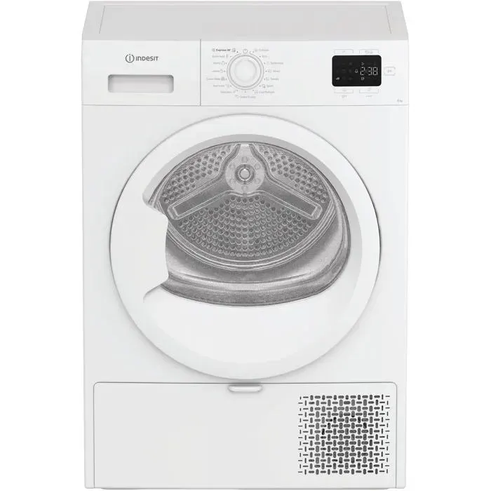 Lave-linge séchant à condensation blanc - Indesit - 8 kg - Affichage LED - Commande électronique - 85 x 60 x 545 cm — coloris Blanche