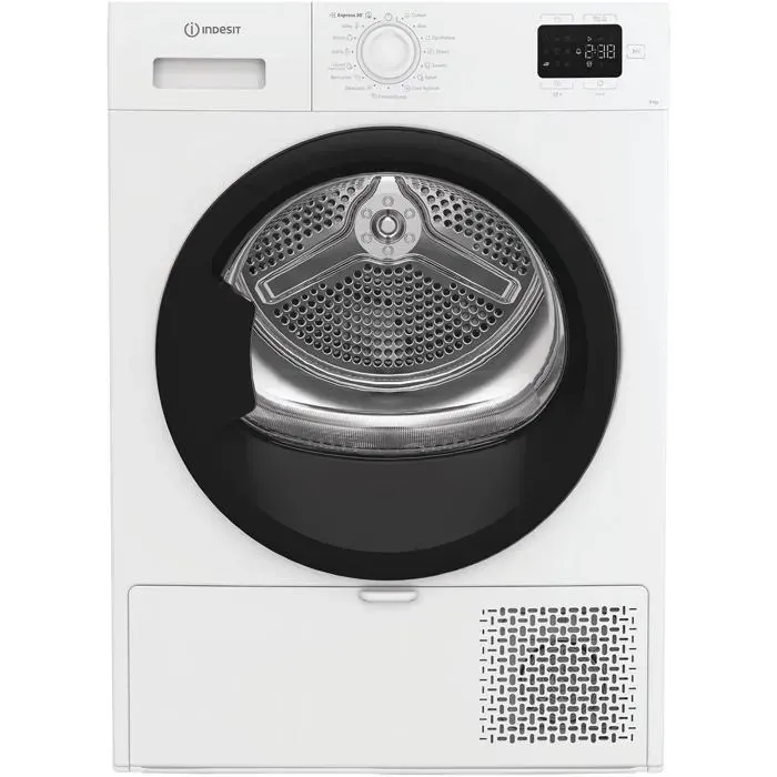 Lave-linge séchant à condensation - Indesit - 9 kg - Affichage LED - 156 kWh/an - 85 x 60 x 61 cm - Blanc — coloris Blanche