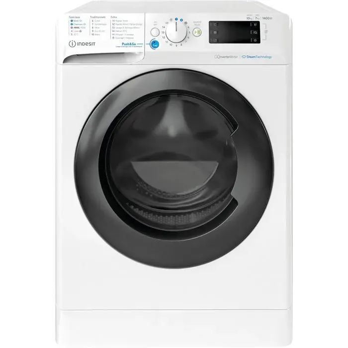 Lave-linge séchant Indesit BDE107448WKVFR - 10 / 7 kg - Induction - 1400 trs/min - Blanc