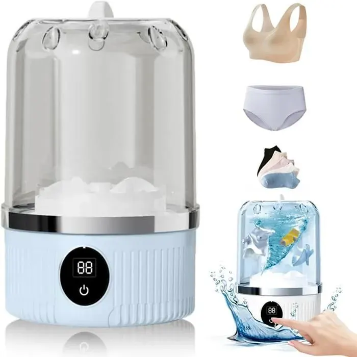 Lave-sous-vêtements mini-machine à laver automatique portable mini-machine à laver sans fil rechargeable 3000 mAh（Bleu）