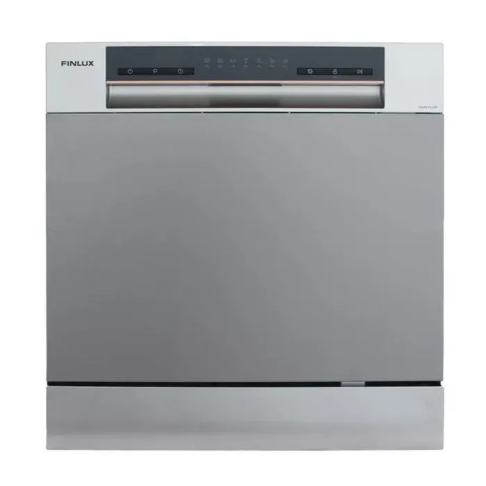 Lave-vaisselle compact Finlux WQP8 Silver 8 couverts 7 programmes départ différé écran LED Classe F Inox