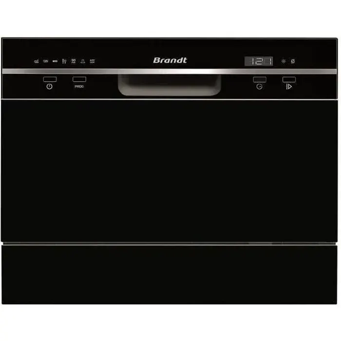 Lave-vaisselle compact pose libre BRANDT DFC6519B - Induction - 6 couverts - L55cm - 49dB - Noir — coloris Noire