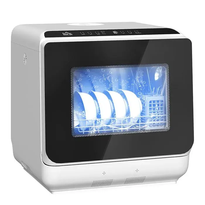 Lave-vaisselle de table mini lave-vaisselle avec réservoir de 6 litres 5 programmes affichage LED séchage blanc