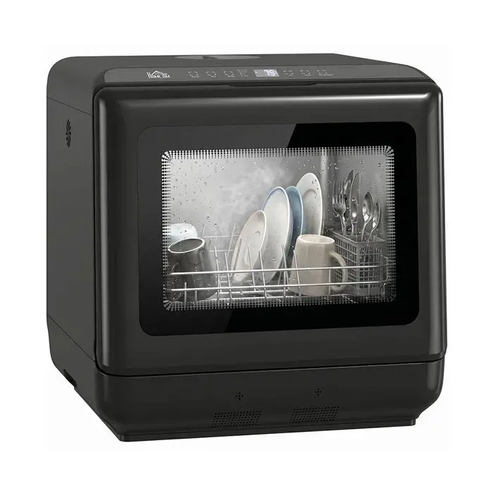 Lave-vaisselle de table mini lave-vaisselle avec réservoir de 6 litres 5 programmes affichage LED séchage noir