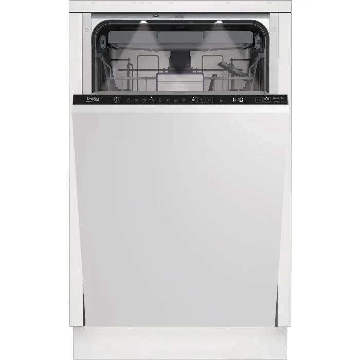 Lave-vaisselle intégrable étroit - BEKO - Aquaintense - Commande électronique - Programme automatique - Départ différé