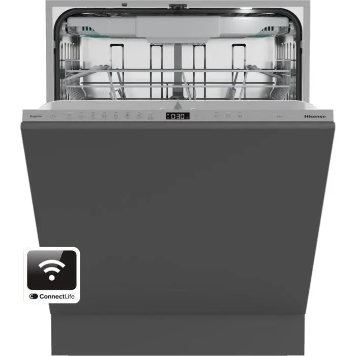 Lave-vaisselle intégrable - Hisense - Capteur de pureté de leau - Programme automatique - Programme Hygiène
