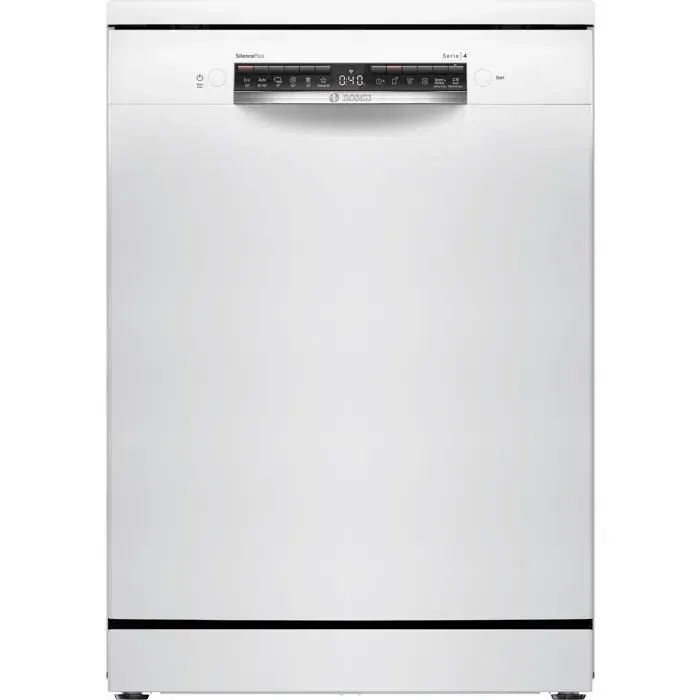 Lave-vaisselle pose libre BOSCH SMS4HMW08E SER4 - 14 couverts - EcoSilence Drive - L60cm - 44dB - tiroir à couverts - Blanc
