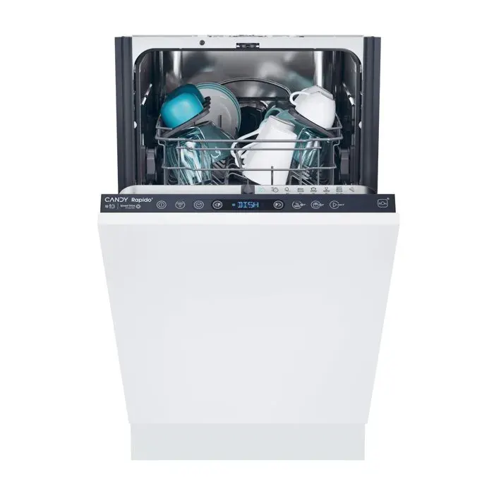 Lave-vaisselle tout encastrable CANDY CI0C7SB0FA - 10 couverts - L45cm - Classe C - slim – Speed Drive – Wifi - Ouverture Auto