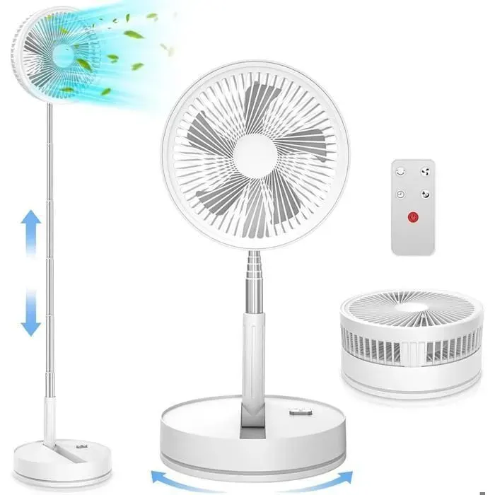LBSTP Ventilateur sur Pied 22 dB Silencieux 8 Ventilateur de Bureau pliable -batterie 8000 mAh- Sans télécommande USB 4 vitesses