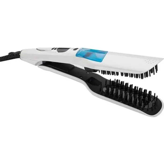 Lcd cheveux droite en céramique électrique brosse à coiffer vapeur hydratante cheveux lisseur brosse vapeur Spray rapide plat fer pe