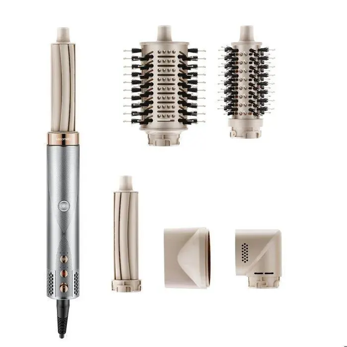 Lecomely AirEdge A3 Multi-styler 5 en 1 - sèche-cheveux ionique - brosse soufflante - boucleur automatique - brosse ovale - Gris