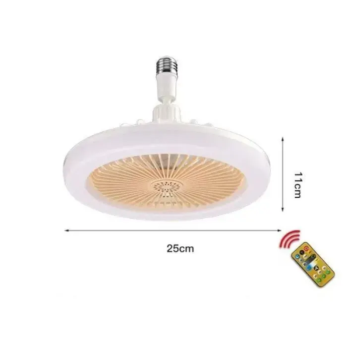 LED Fan Plafonnier 25cm E27 bouche à vis dimmable chambre dortoir petit ventilateur avec télécommande 30w(beige)