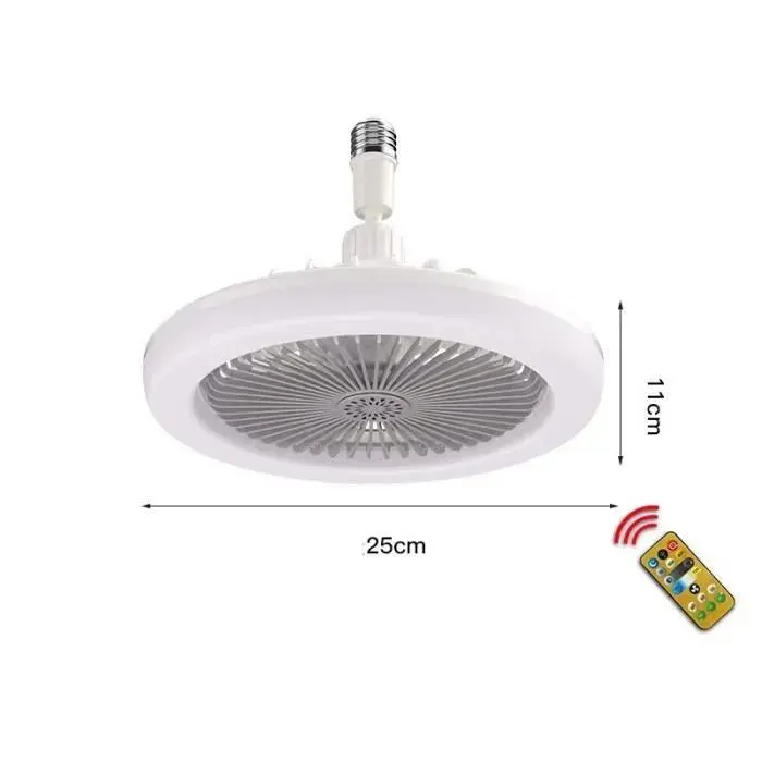 LED Fan PlafonnierWOVTE 25cm E27 bouche à vis dimmable chambre dortoir petit ventilateur avec télécommande 30w(Gris)