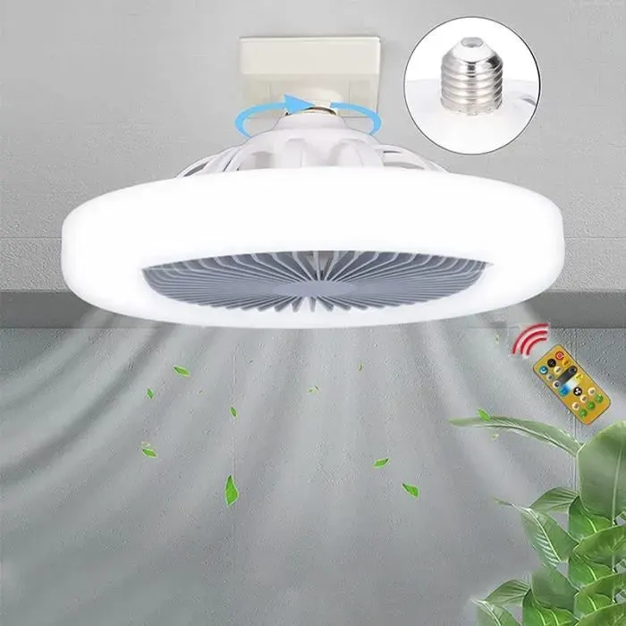 LED Fan PlafonnierYSTP 25cm Lampe de ventilateur LED ventilateur de plafond dimmable Avec télécommande 30W(Gris)