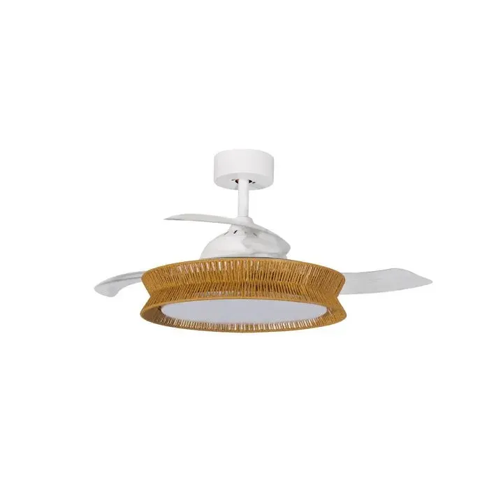 LED Ventilateur de plafond avec lampe Lineta à intensité variable (Traditionnel) en Marron Bois e. a. pour Salon & Salle manger (1