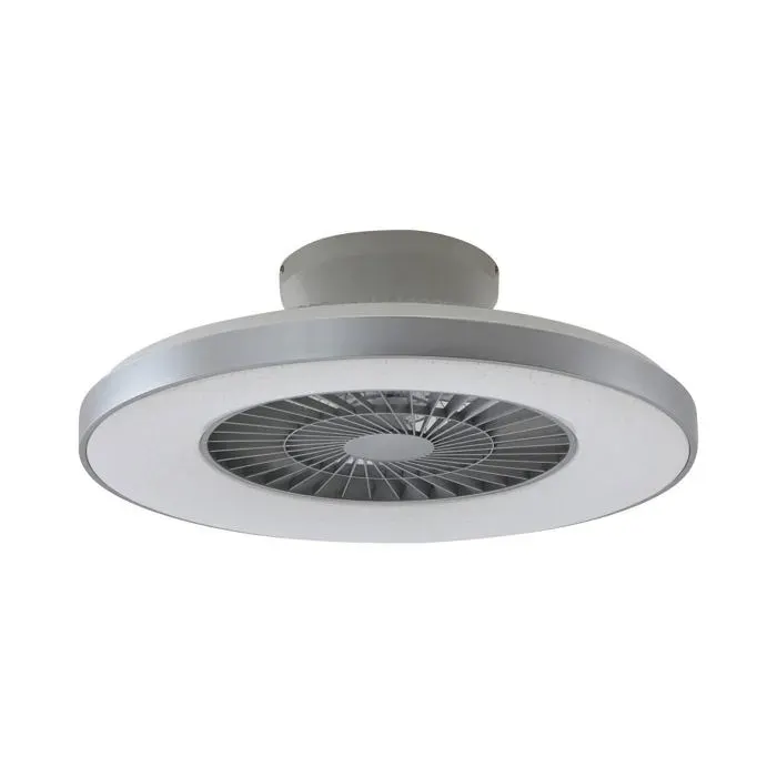LED Ventilateur de plafond avec lampe Paavo à intensité variable (Moderne) en Gris e. a. pour Salon & Salle manger (1 lampeà) — coloris Argent