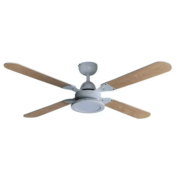 LED Ventilateur de plafond avec lampe Tedric (Antique Classic) en Blanc Métal e. a. pour Salon & Salle à manger (1 lampeà)
