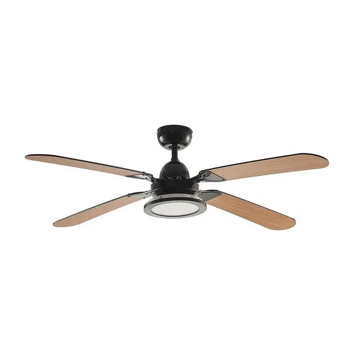 LED Ventilateur de plafond avec lampe Tedric (Antique Classic) en Noir Métal e. a. pour Salon & Salle à manger (1 lampeà)