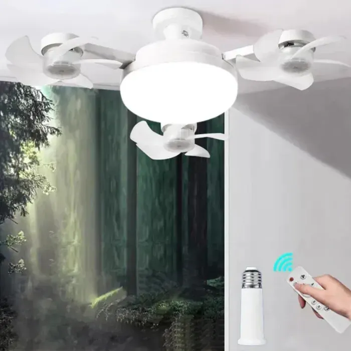 LED Ventilateur Plafond avec Lumiere3 Fan têtes Lampe Ventilateur Plafonnier3 VitessesLampe Ventilateurs Plafond Avec Douille E27