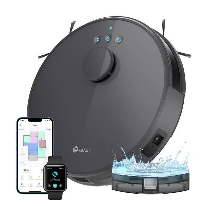 Lefant M1 Aspirateur Robot Laveur 2 en 1 - 5500Pa - Idéal pour Poils Animaux - Navigation LiDARCartographie Multi-étage - APP/Alexa