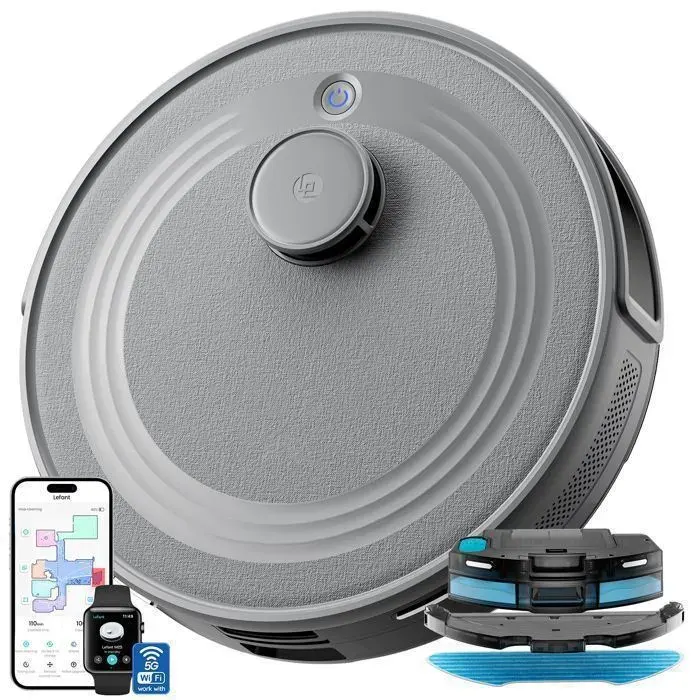Lefant M2S Aspirateur Robot Laveur - 10000Pa - Détection Tapis Nettoyage Personnalisé Poils Animaux - 240min - APP/Alexa/WiFi