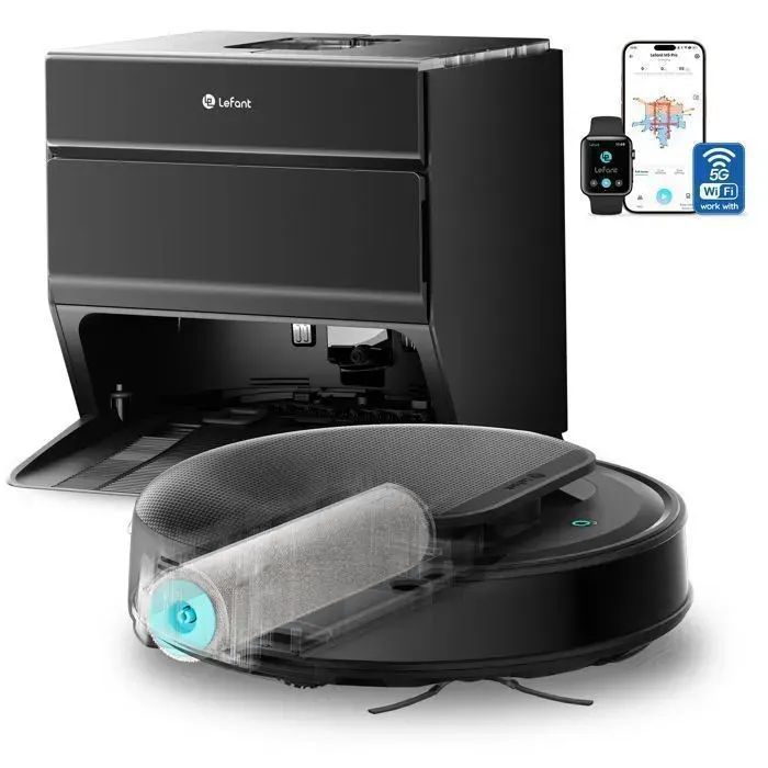 Lefant M5 Aspirateur Robot Laveur - 18000 Pa - Nettoyage Automatique Instantané Station auto‑vidage - Anti-Enroulement - Alexa/WIFI