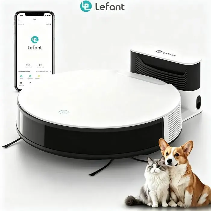 Lefant N1 Aspirateur Robot - 4500Pa - 165 min - Auto-Charge - Idéal pour Les Poils danimaux Sol Dur Tapis - Exclusivement féminin