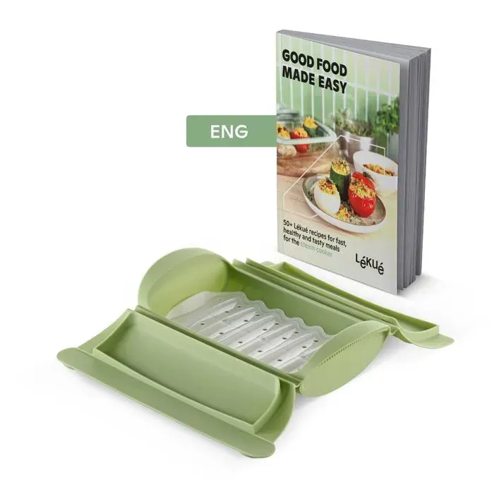 Lékué Cuiseur vapeur avec plateau et livre de recettes 2p anglais - Green