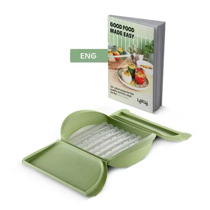 Lékué Cuiseur vapeur avec plateau et livre de recettes 4p anglais - Green