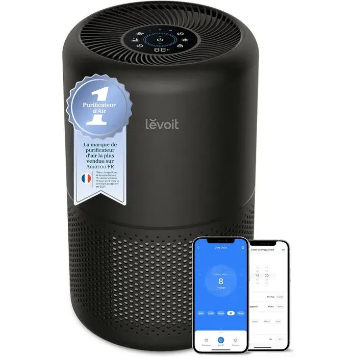 Levoit Core 300S - Purificateur dair HEPA 258 m³/h jusquà 54 m² élimine 9997% (moisissures pollen poils)